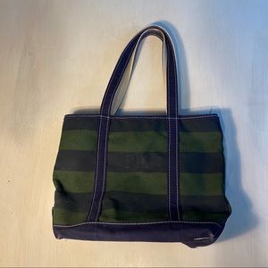 Vintage L.L. Bean Boat and Tote Green and Blue Stripe